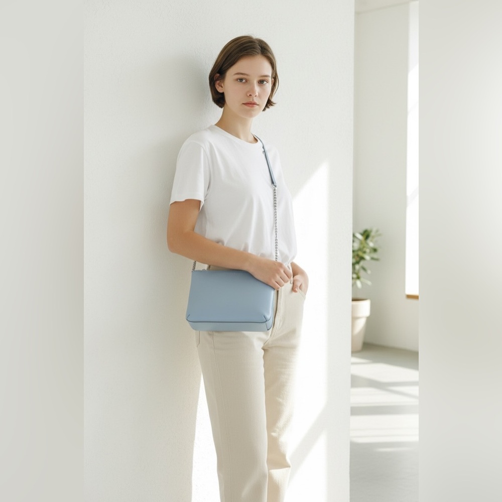 MODALU Twiggy Sky Blue Leather Crossbody NWT’s